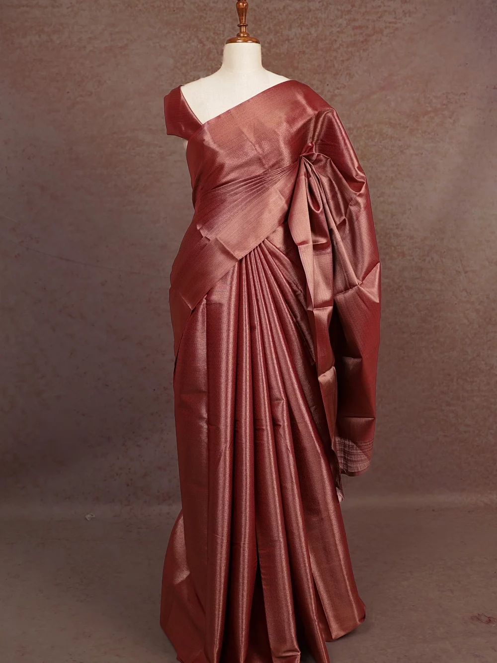 Light Maroon Semi Tissue Silk Saree