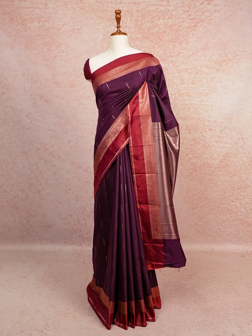 Grape Colour Semi Silk Saree