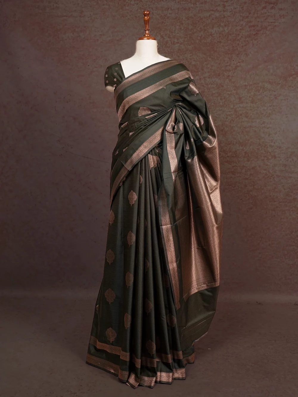 Dark Green Semi Silk Saree