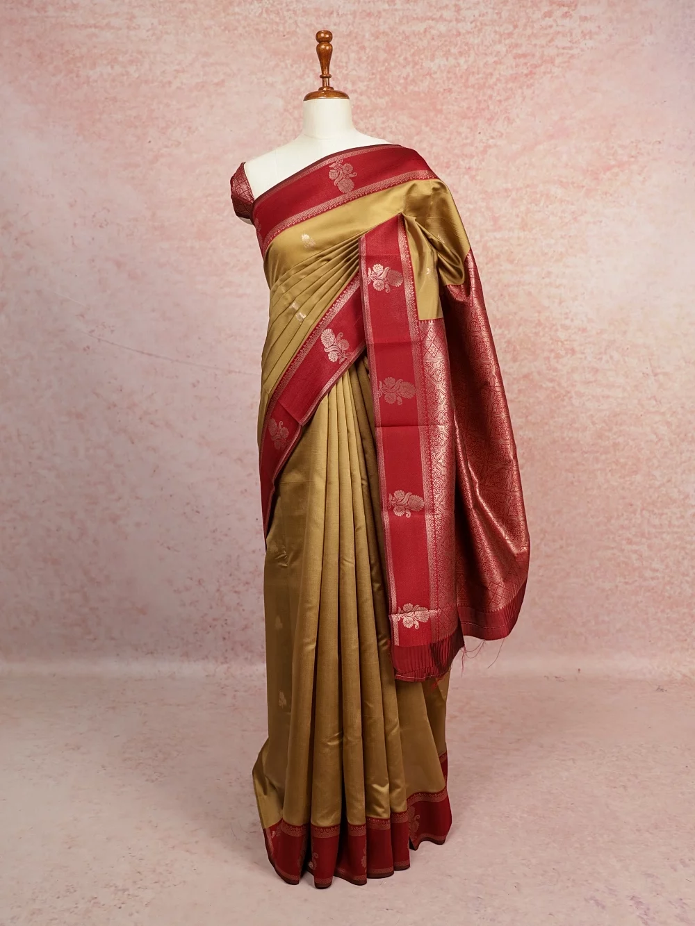 Biscuit Colour Semi Silk Saree