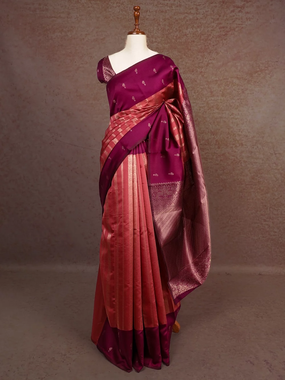 Onion Colour Semi Silk Saree