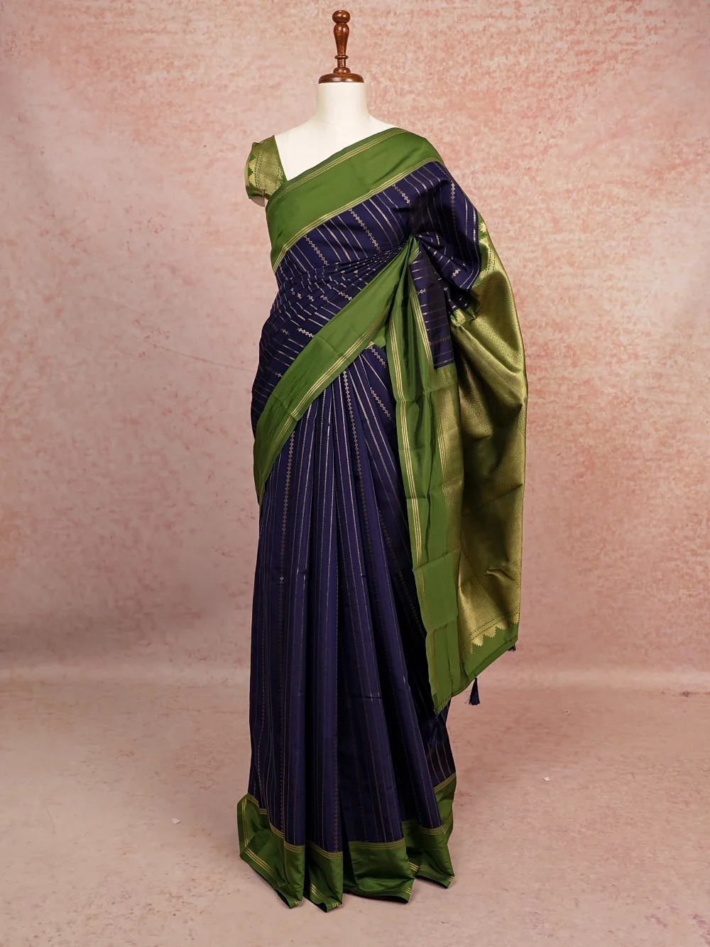 Navy Blue Semi Silk Saree
