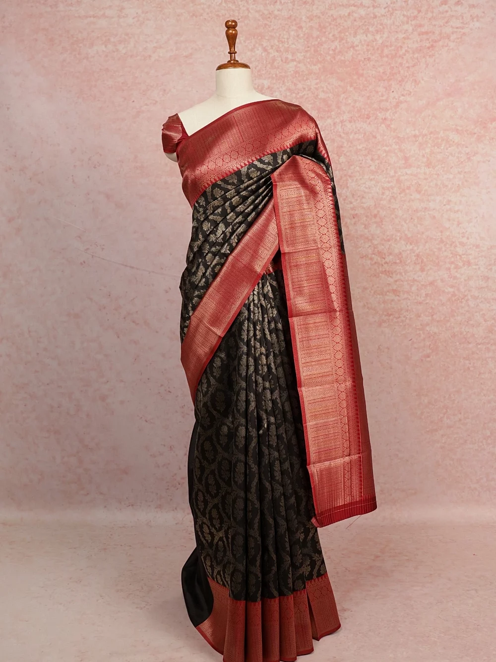 Black Semi Kanchi Soft Silk Saree