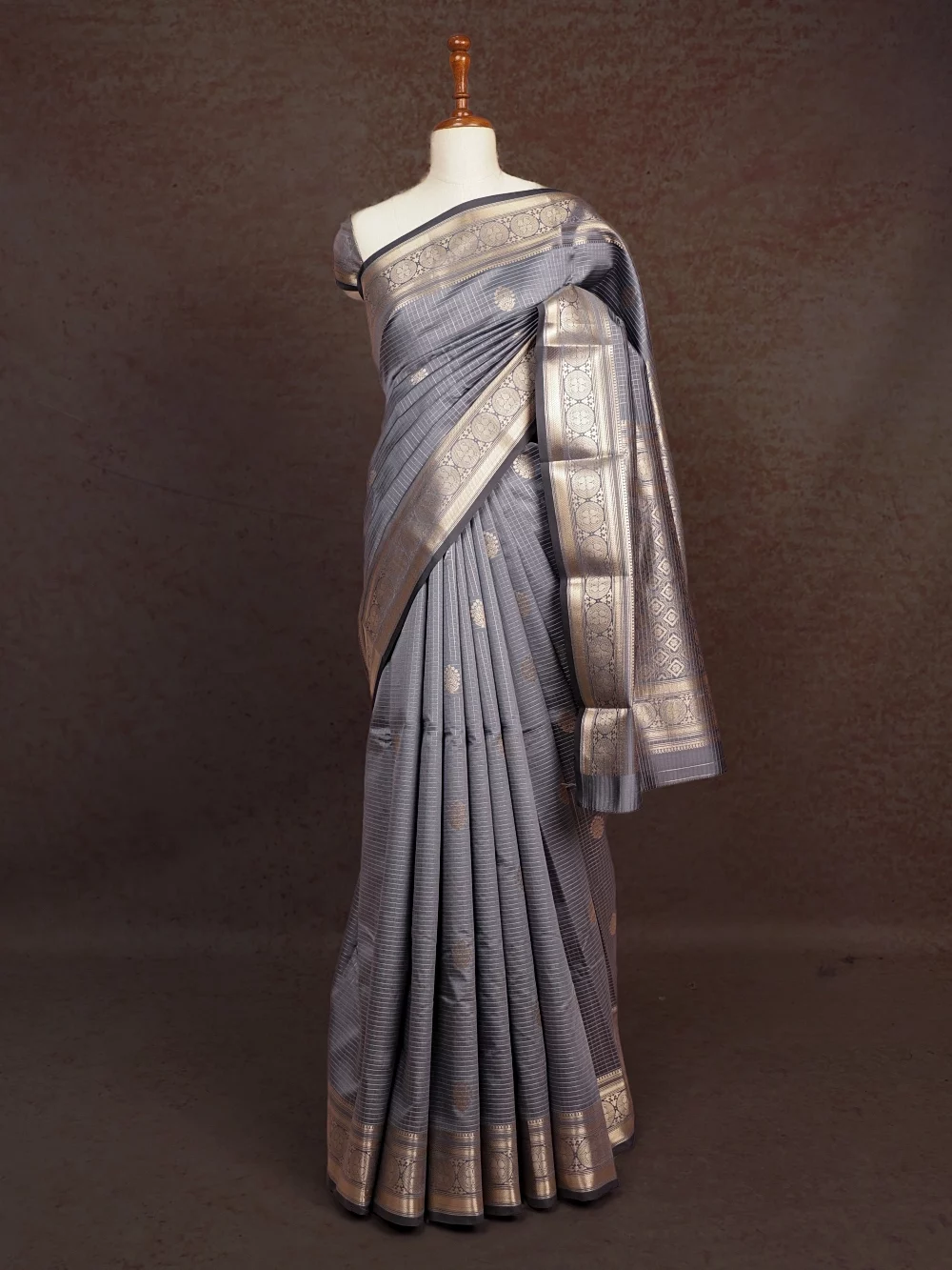 Grey Semi Silk Saree