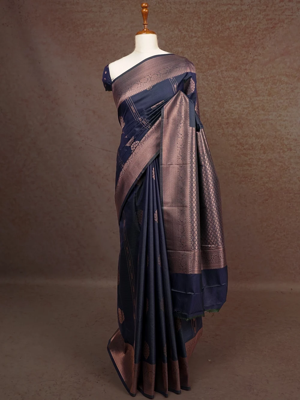 Peacock Blue Semi Silk Saree