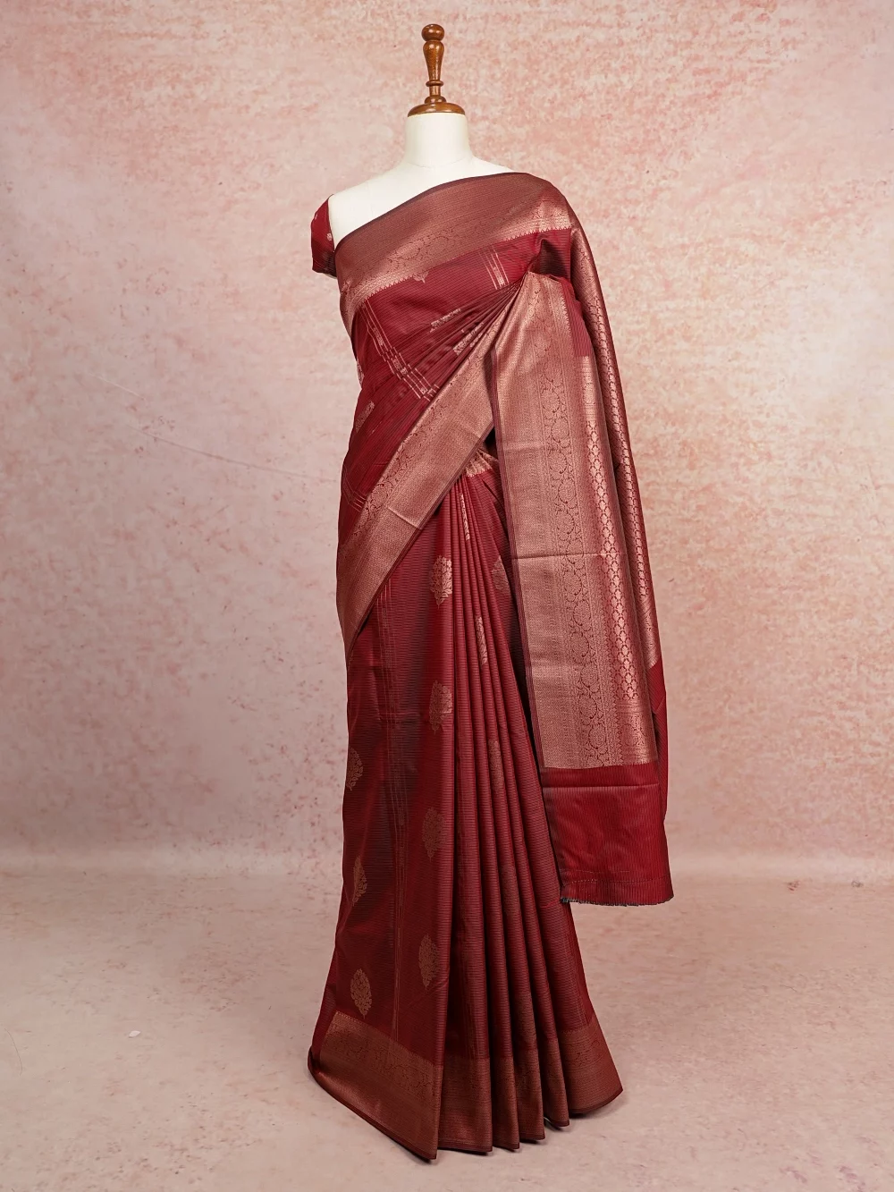 Maroon Semi Silk Saree