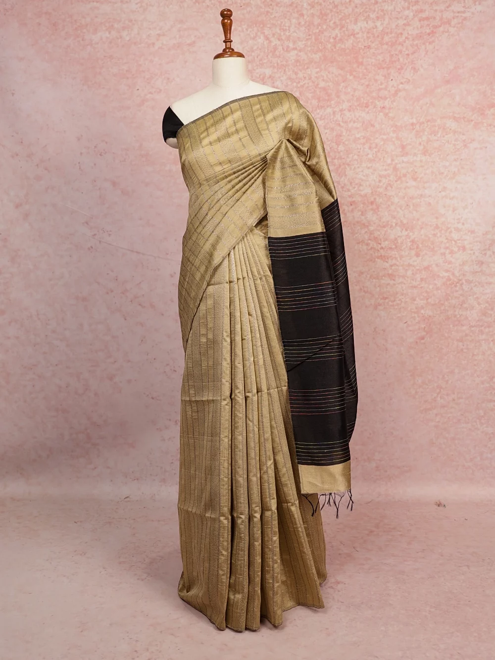 Cream Semi Tussar Saree
