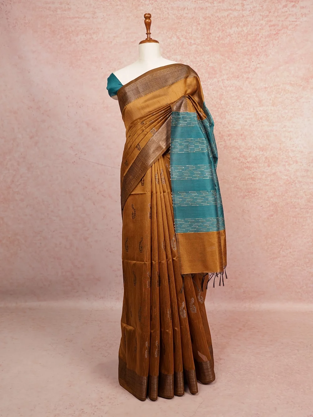 Light Brown Semi Tussar Saree