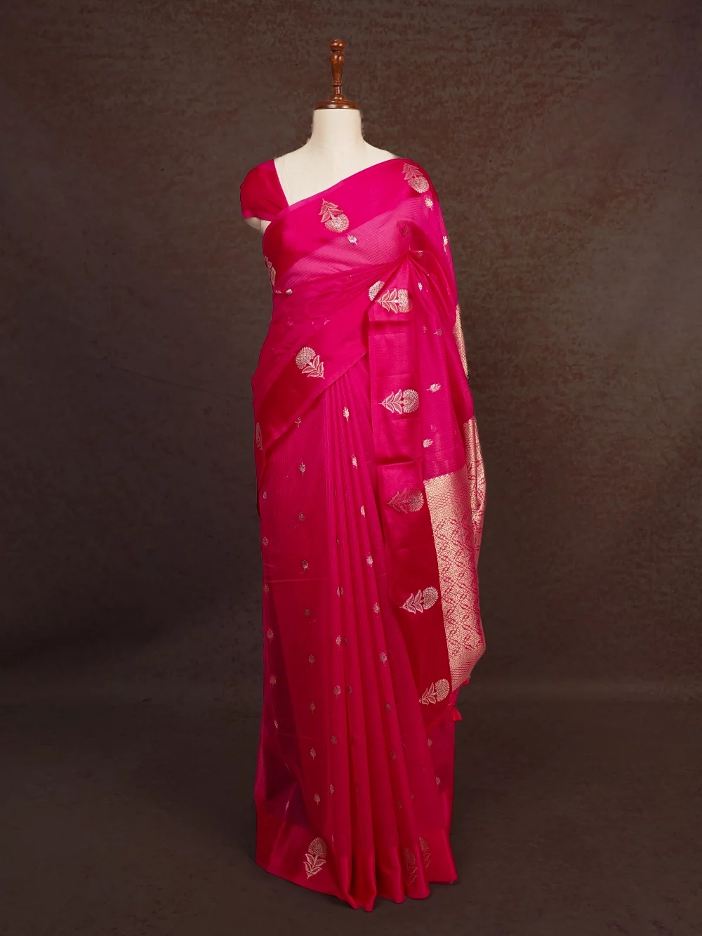 Magenta Cotton Silk Saree