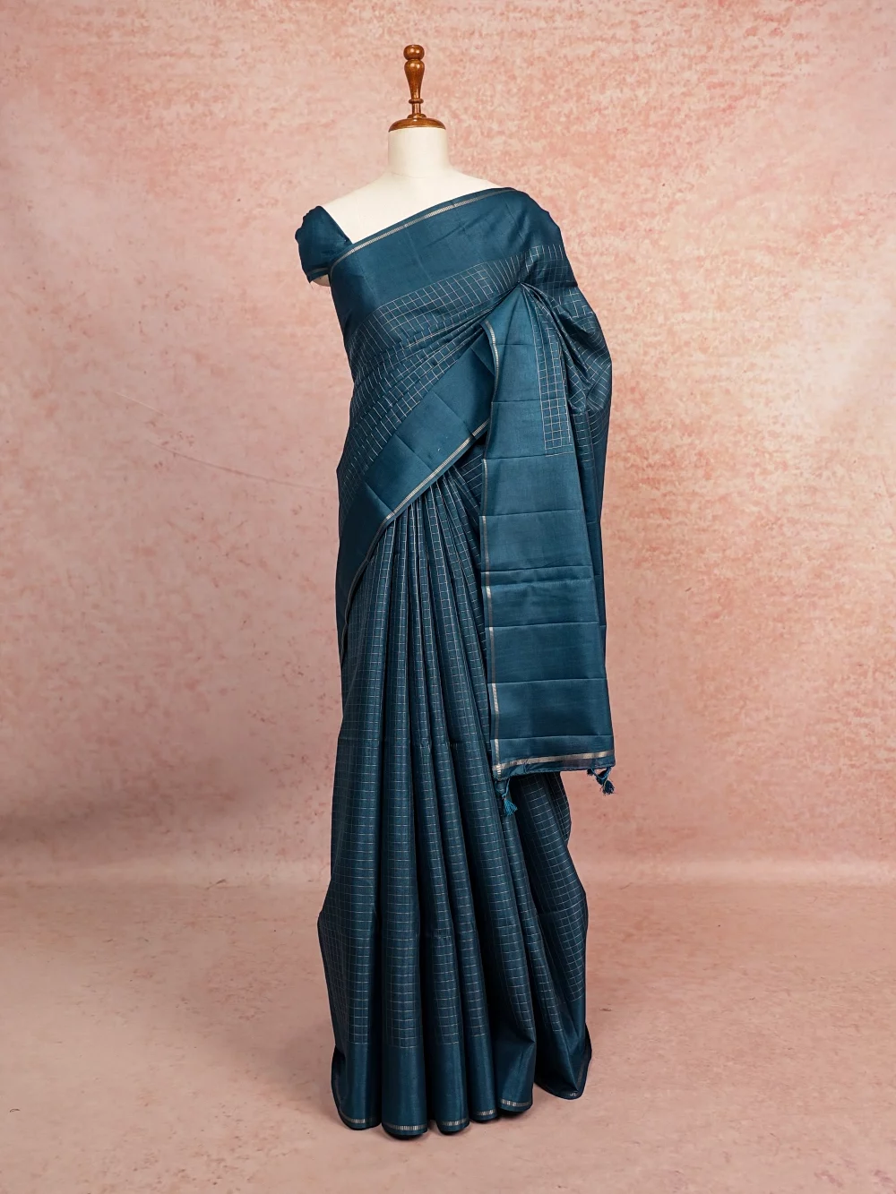 Teal Blue Semi Silk Saree