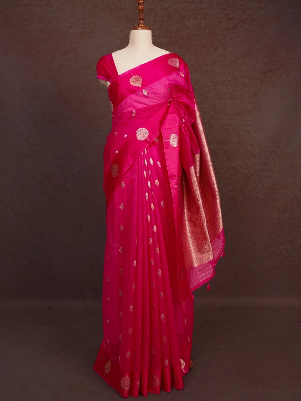 Magenta Cotton Silk Saree