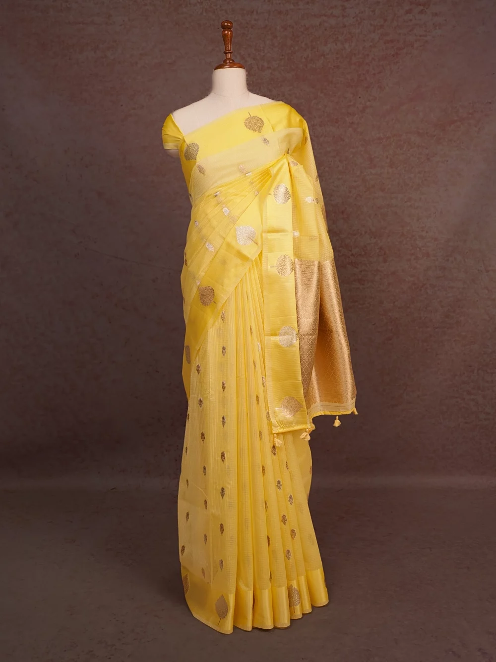 Yellow Cotton Silk Saree