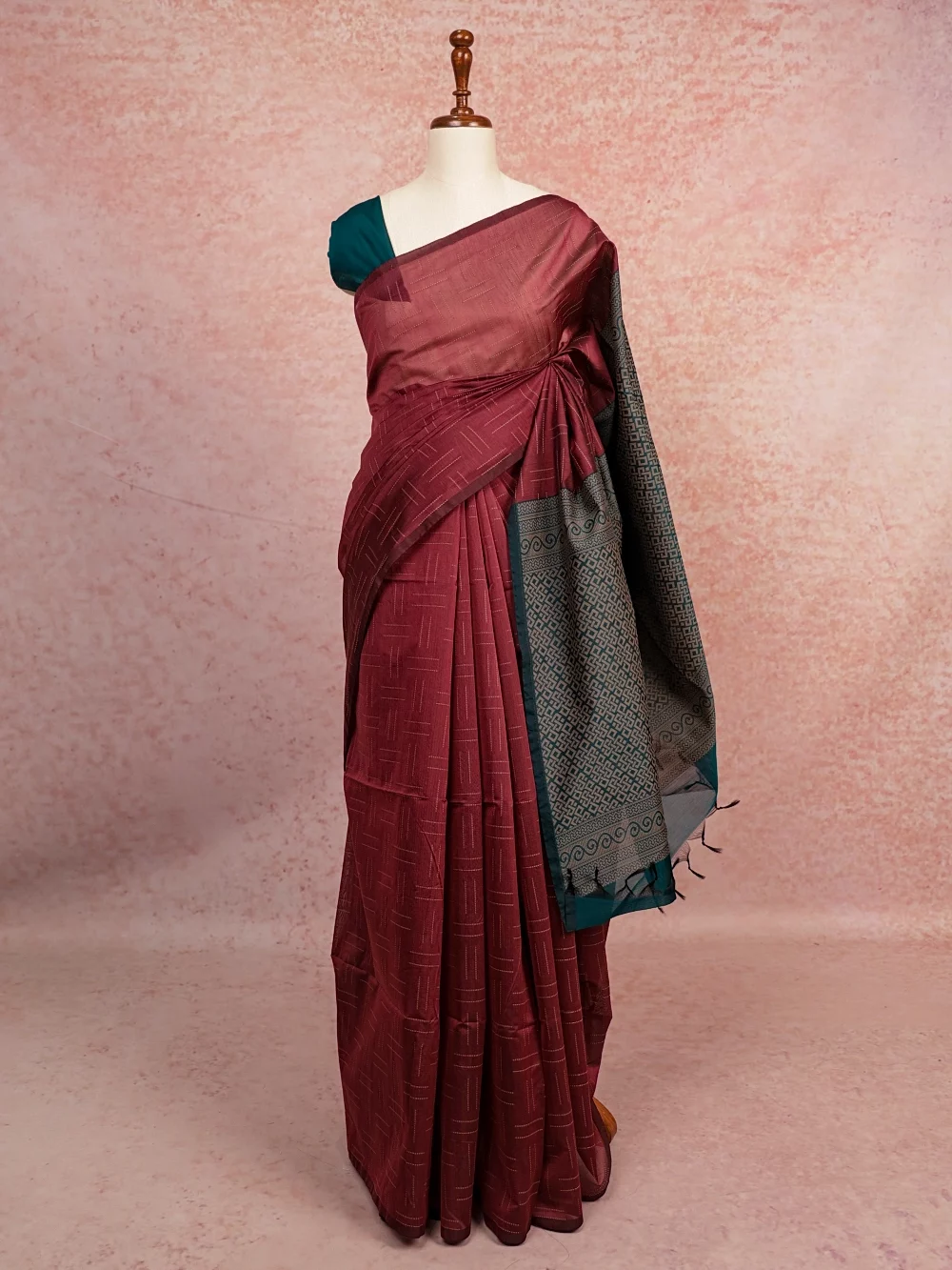 Onion Pink Cotton Silk Saree