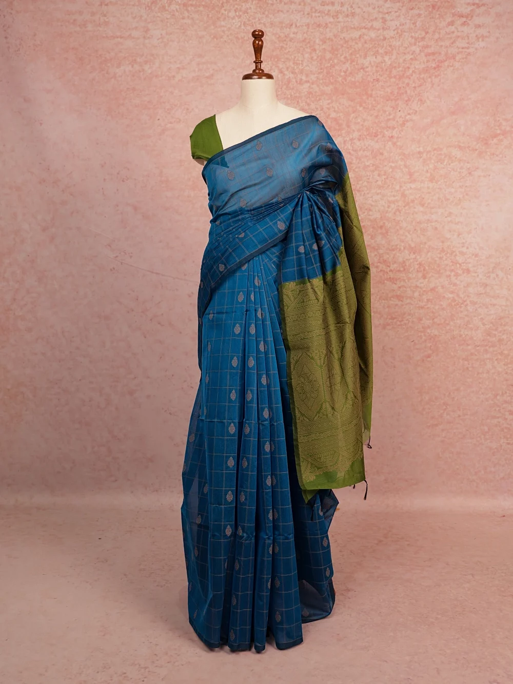 Blue Cotton Silk Saree