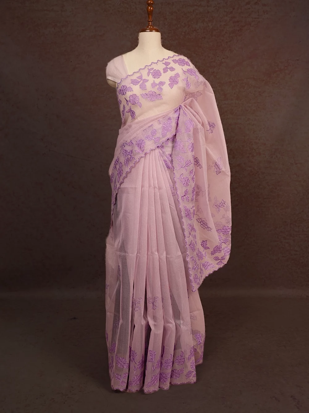 Lavender Net Kota Saree