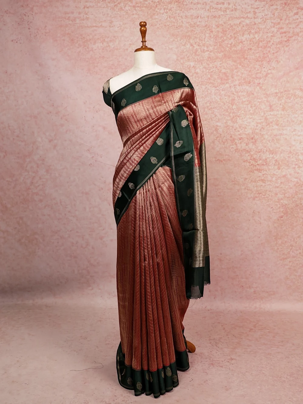 Reddish Maroon Tissue Crepe Saree