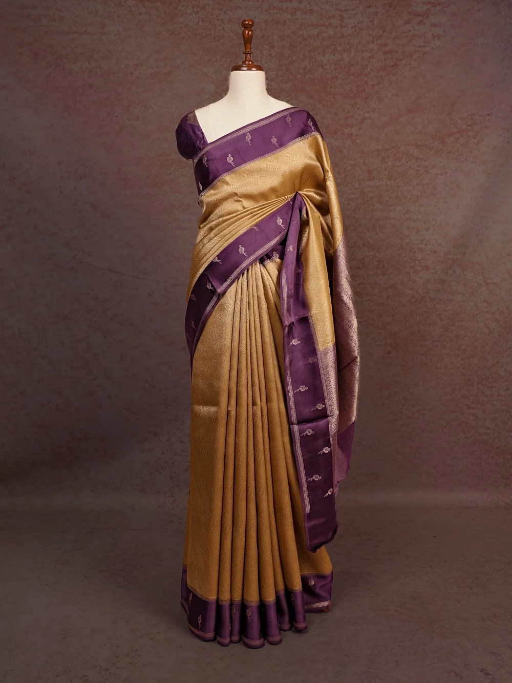 Gold Crepe Tissue Saree