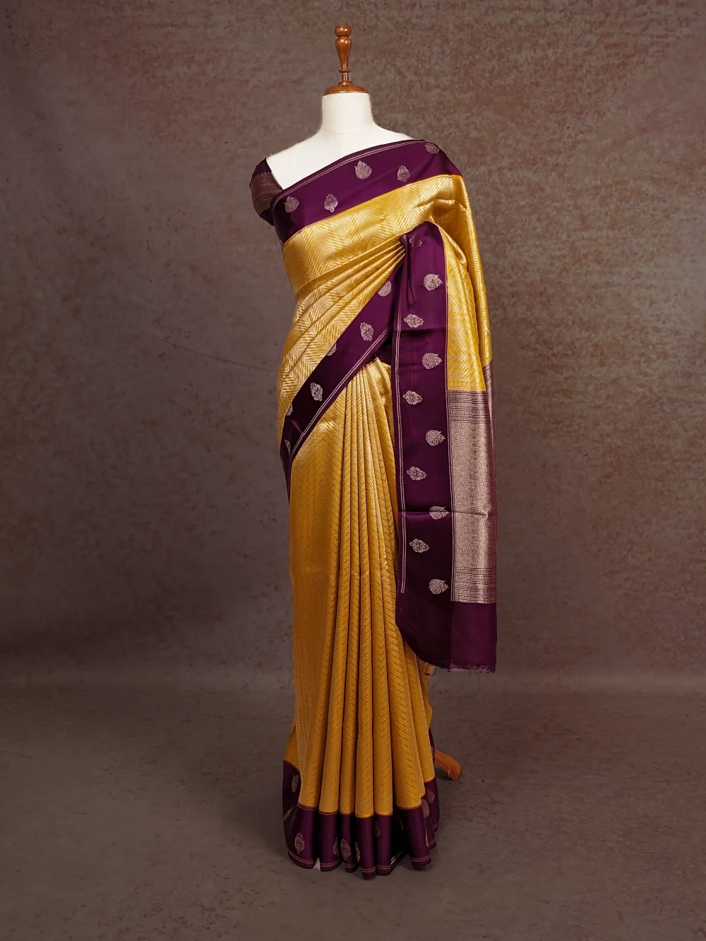 Mango Yellow Crepe Tissue Saree