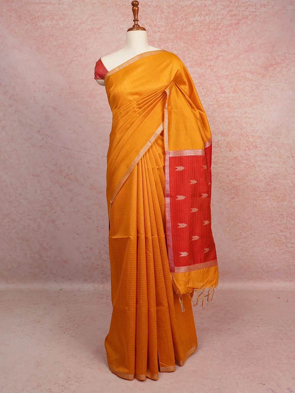 Yellow Semi Jute Saree