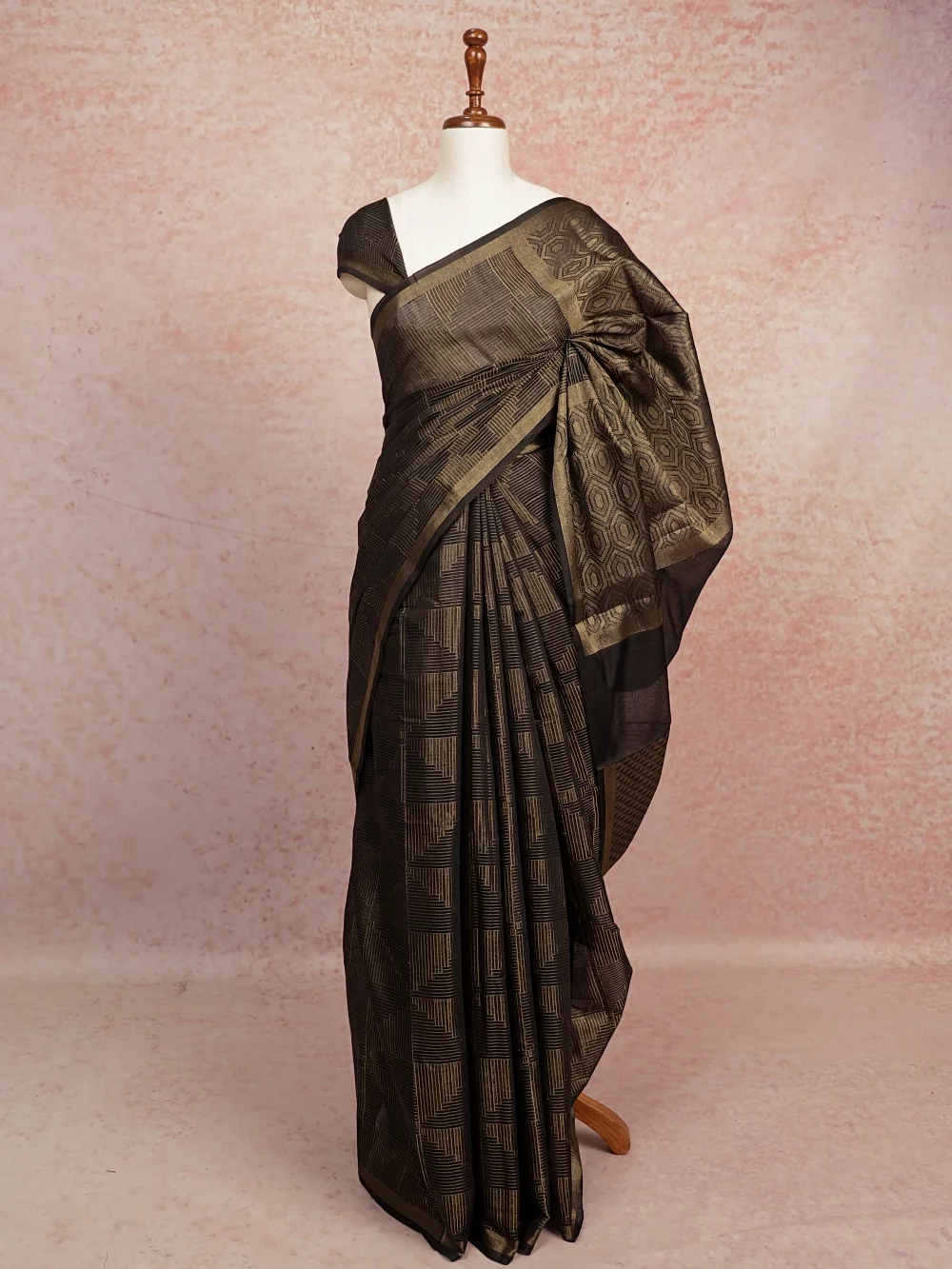 Black Semi Tussar Saree