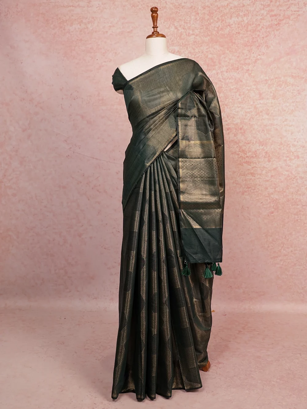 Bottle Green Art Silk Saree
