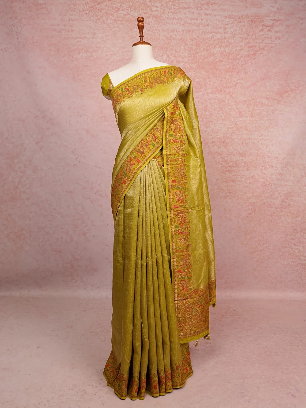 Parrot Green Banarasi Silk  Saree