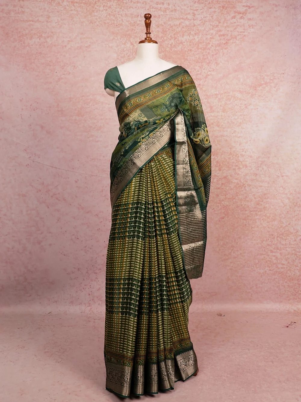 Green Semi Crepe Saree