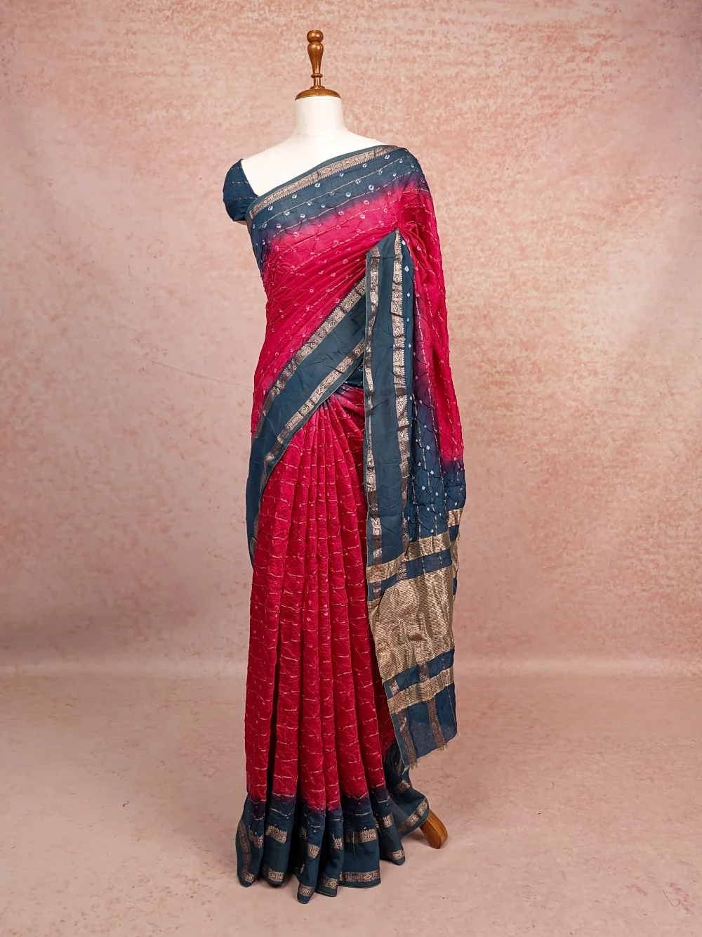 Rani Pink Bandhani Saree