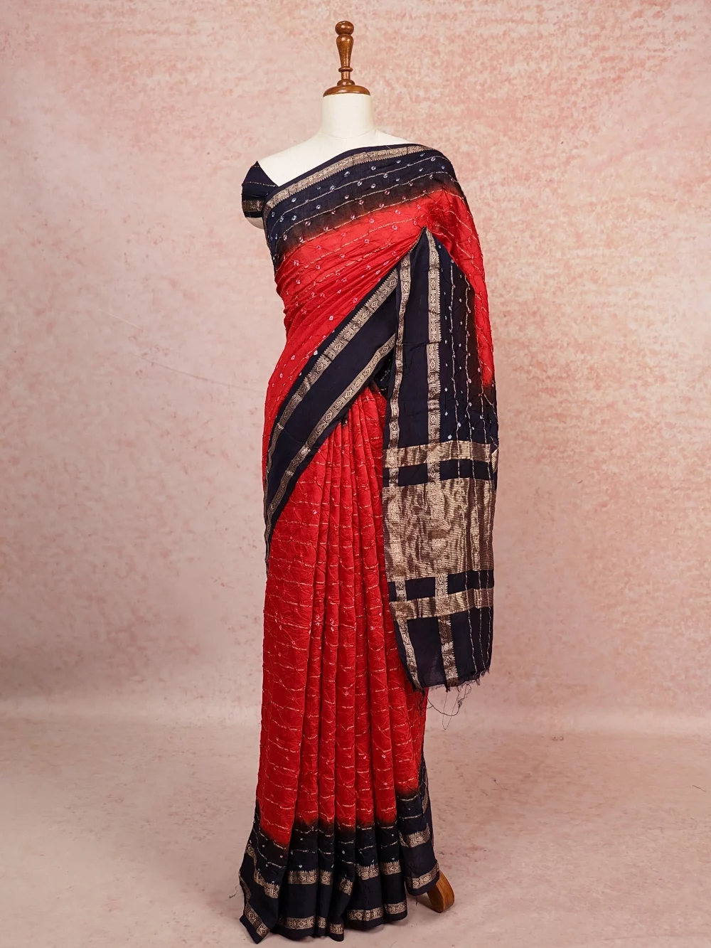 Red Bandhani Saree