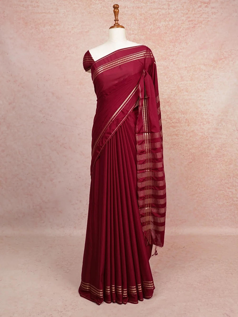 Wine Crepe Saree
