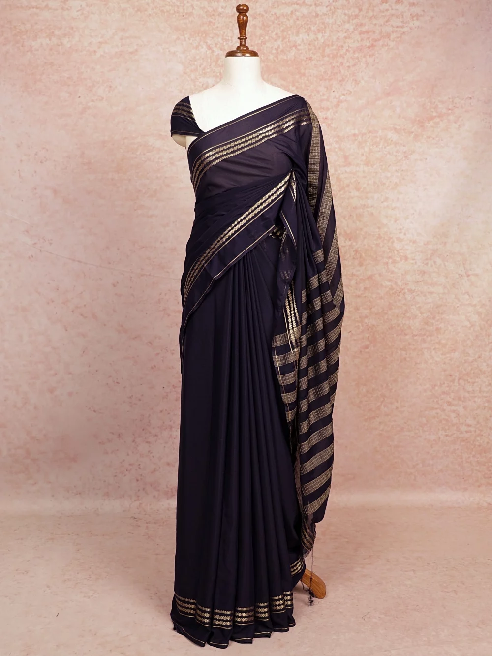 Navy Blue Crepe Saree