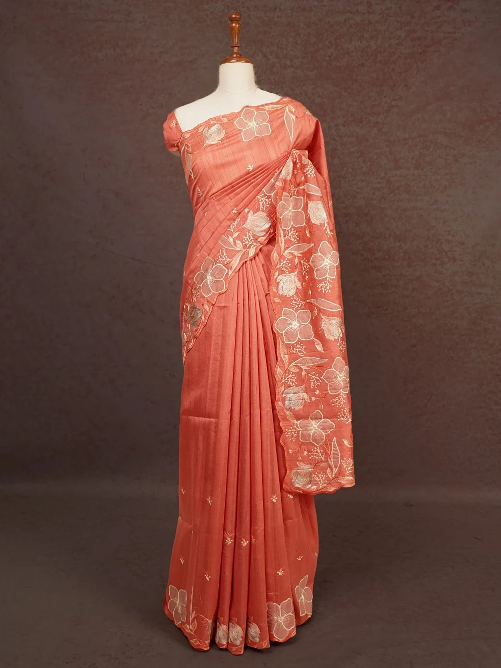 Peach Semi Jute Silk Saree