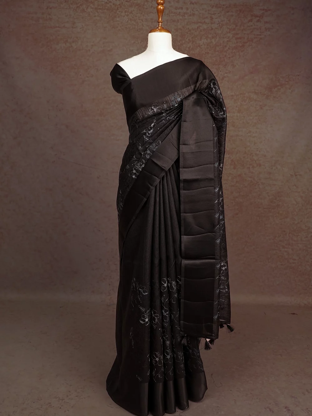 Black Semi Tussar Saree