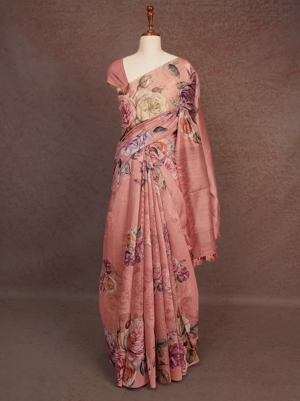 Onion Pink Semi Linen Saree