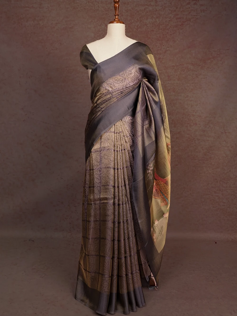 Grey Tissue Organza Saree
