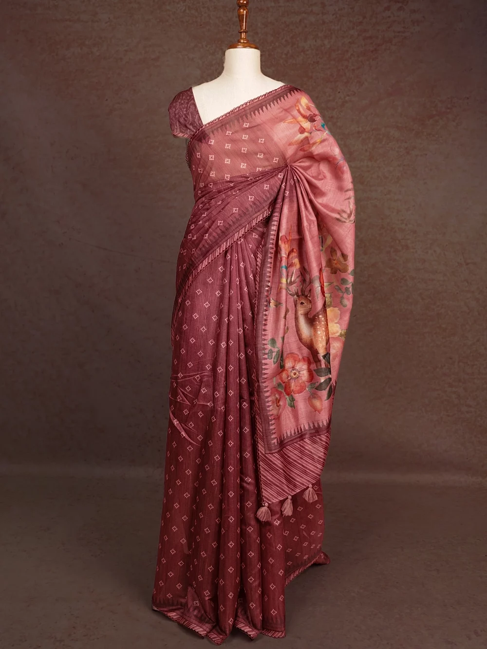 Onion Pink Semi Organza Saree