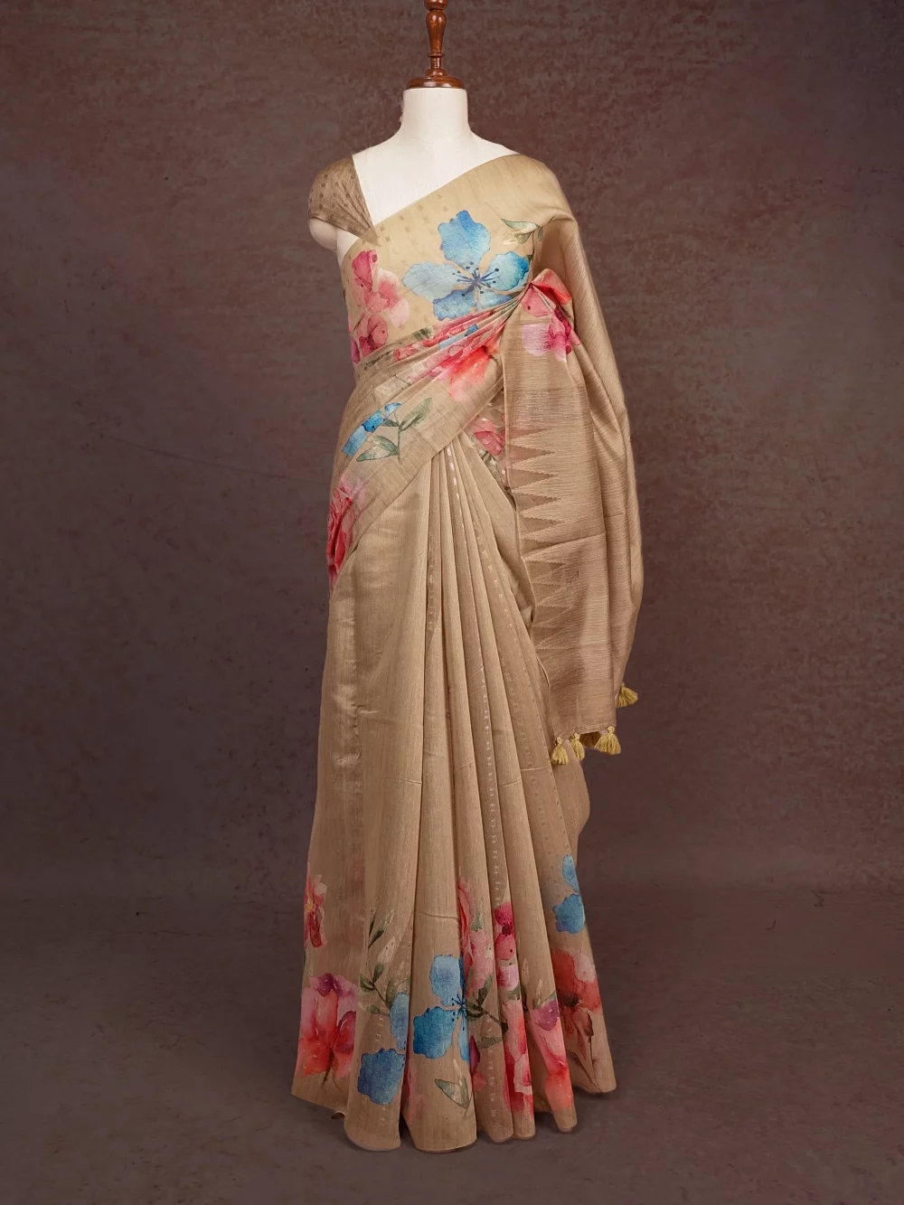 Chikku Color Semi Chanderi Silk Saree