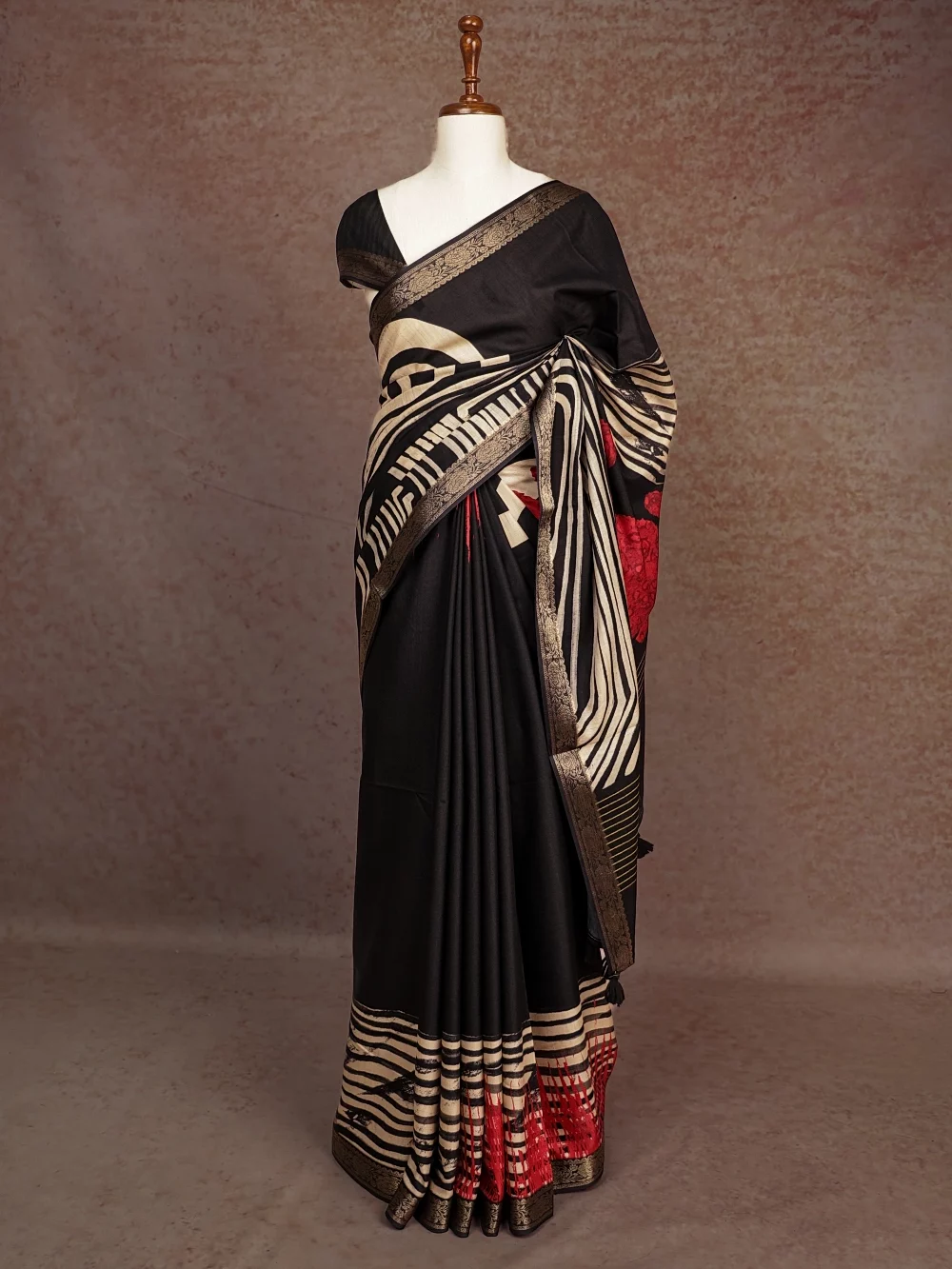 Black Semi Chanderi Saree