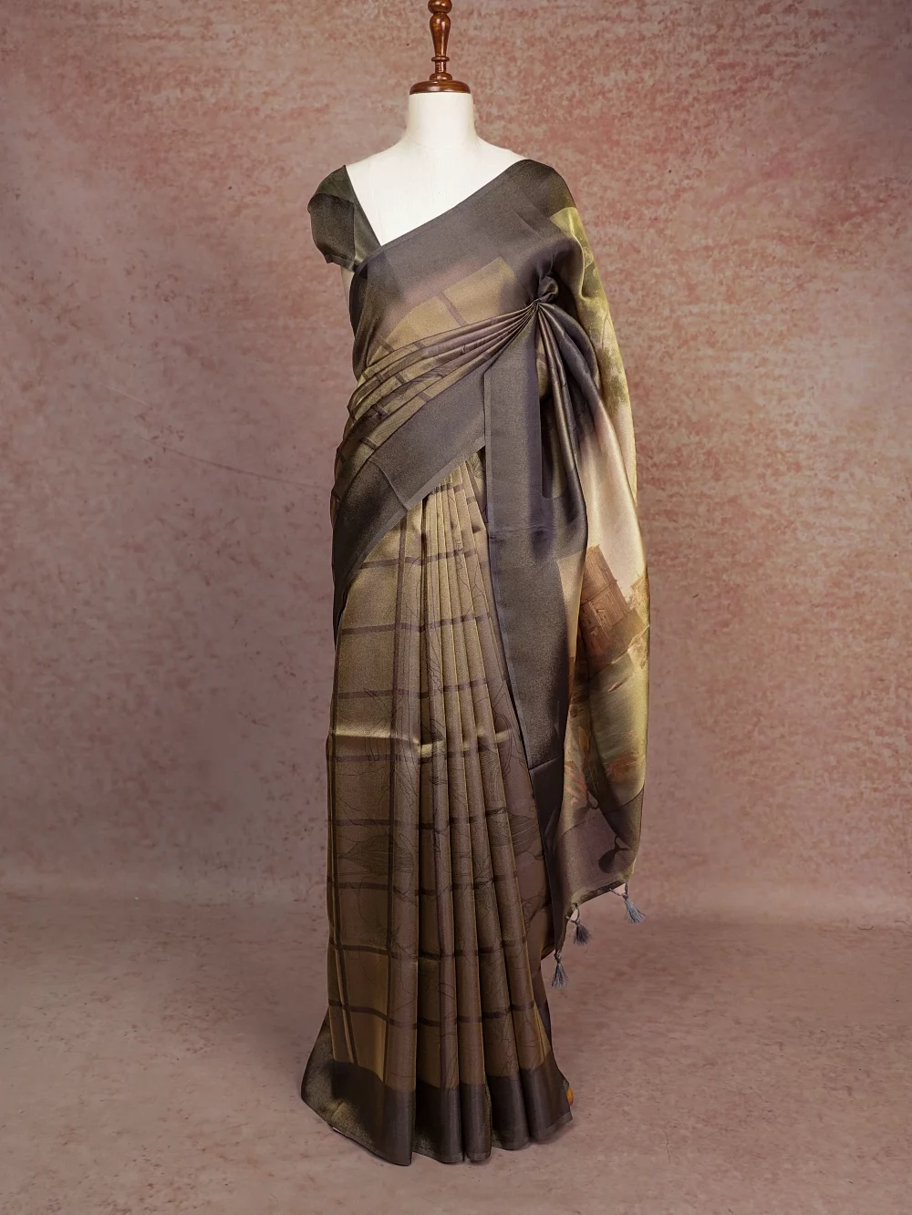 Grey Semi Tussar Saree
