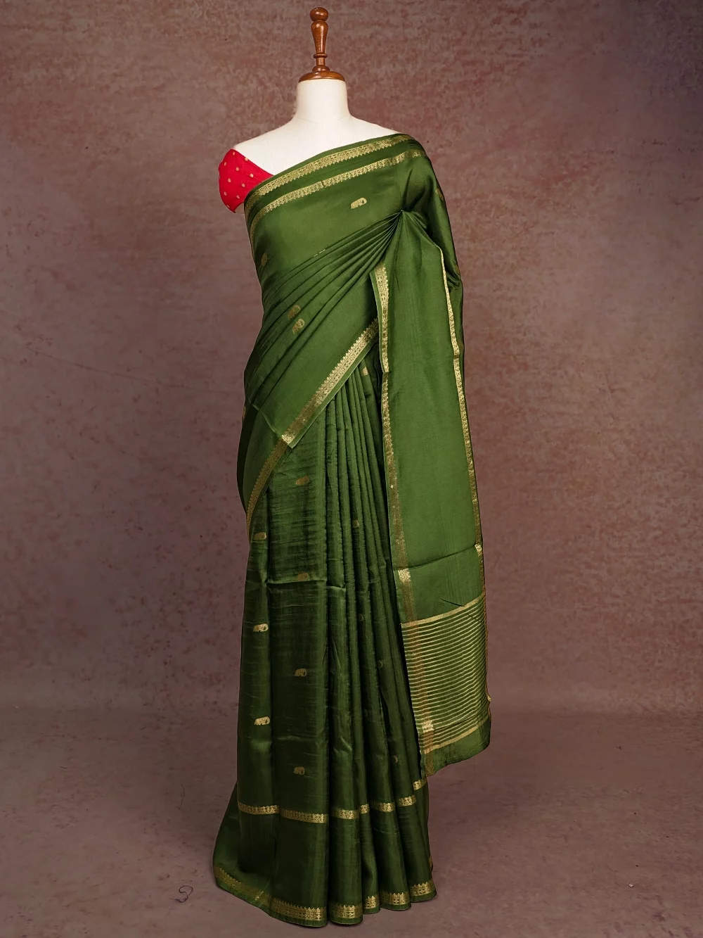 Green Semi Banarasi Saree