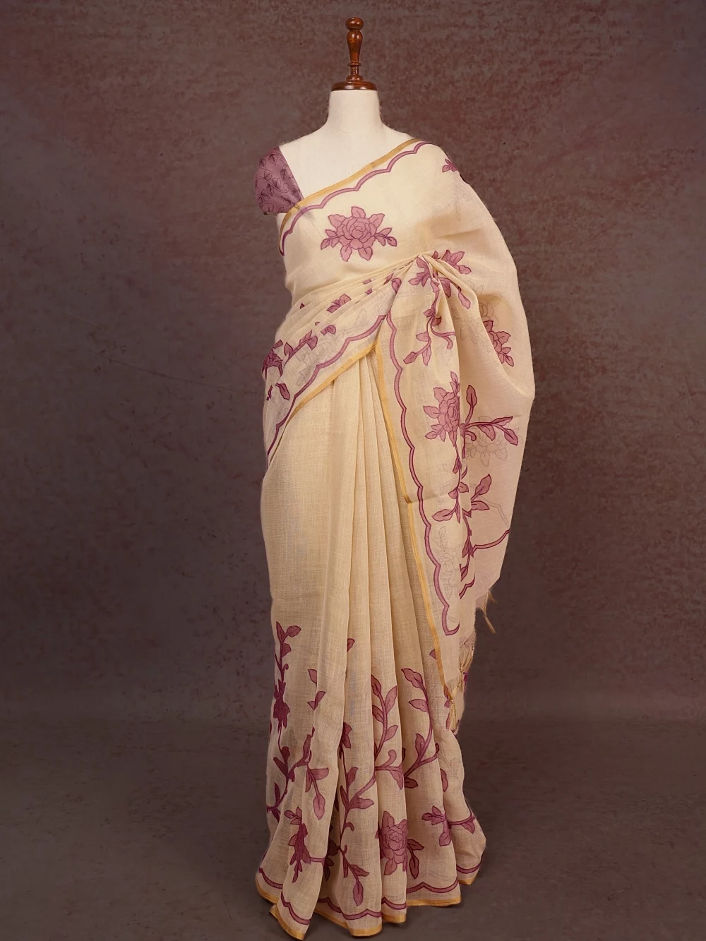 Golden Linen Tissue Saree