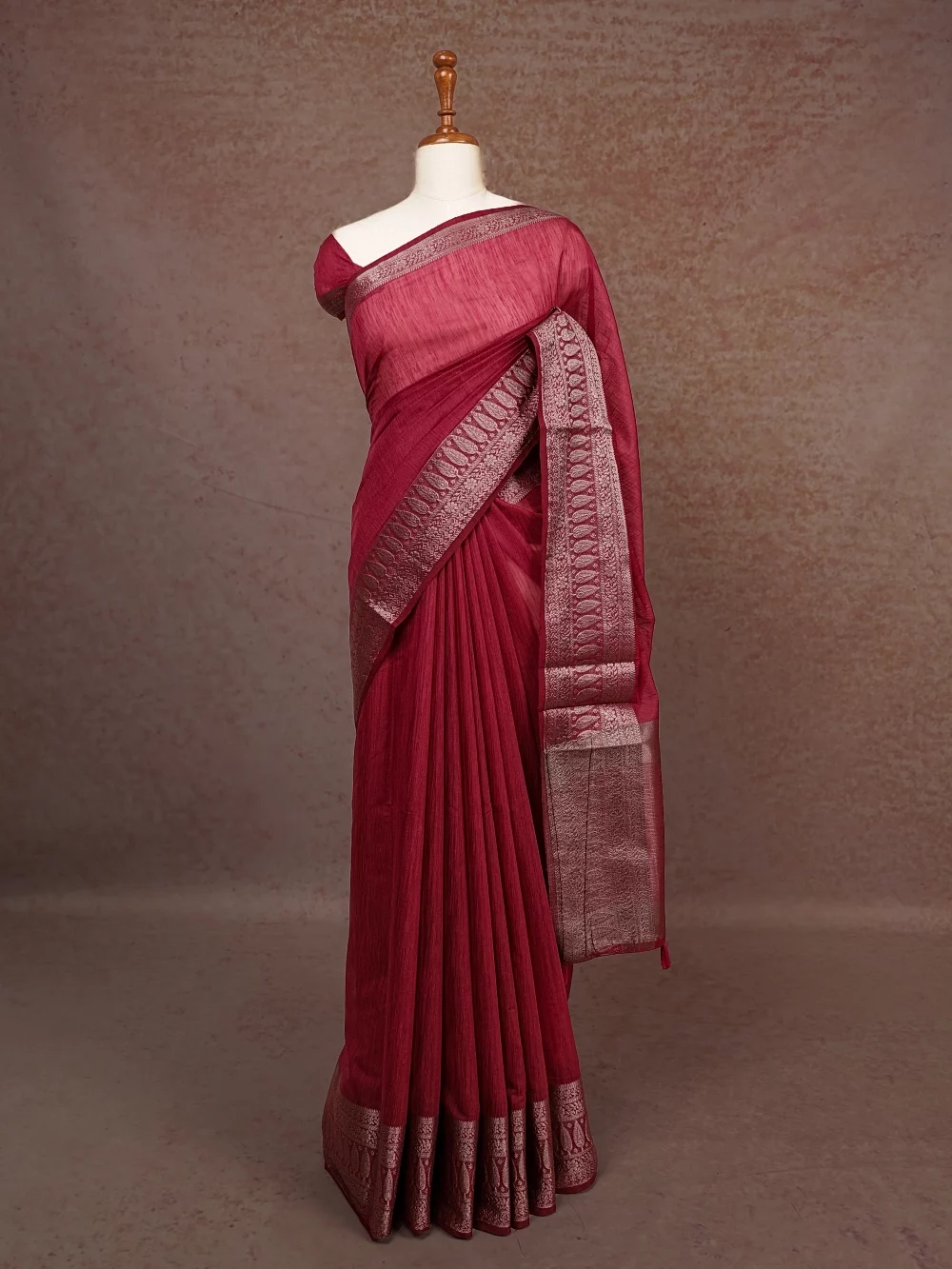 Grape Wine Semi Linen Saree