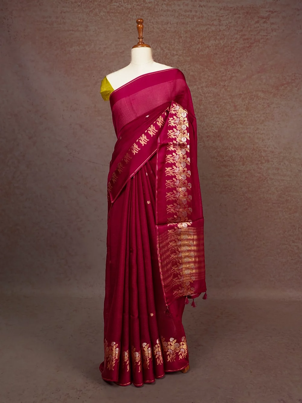 Grape Wine Silky Kota Saree
