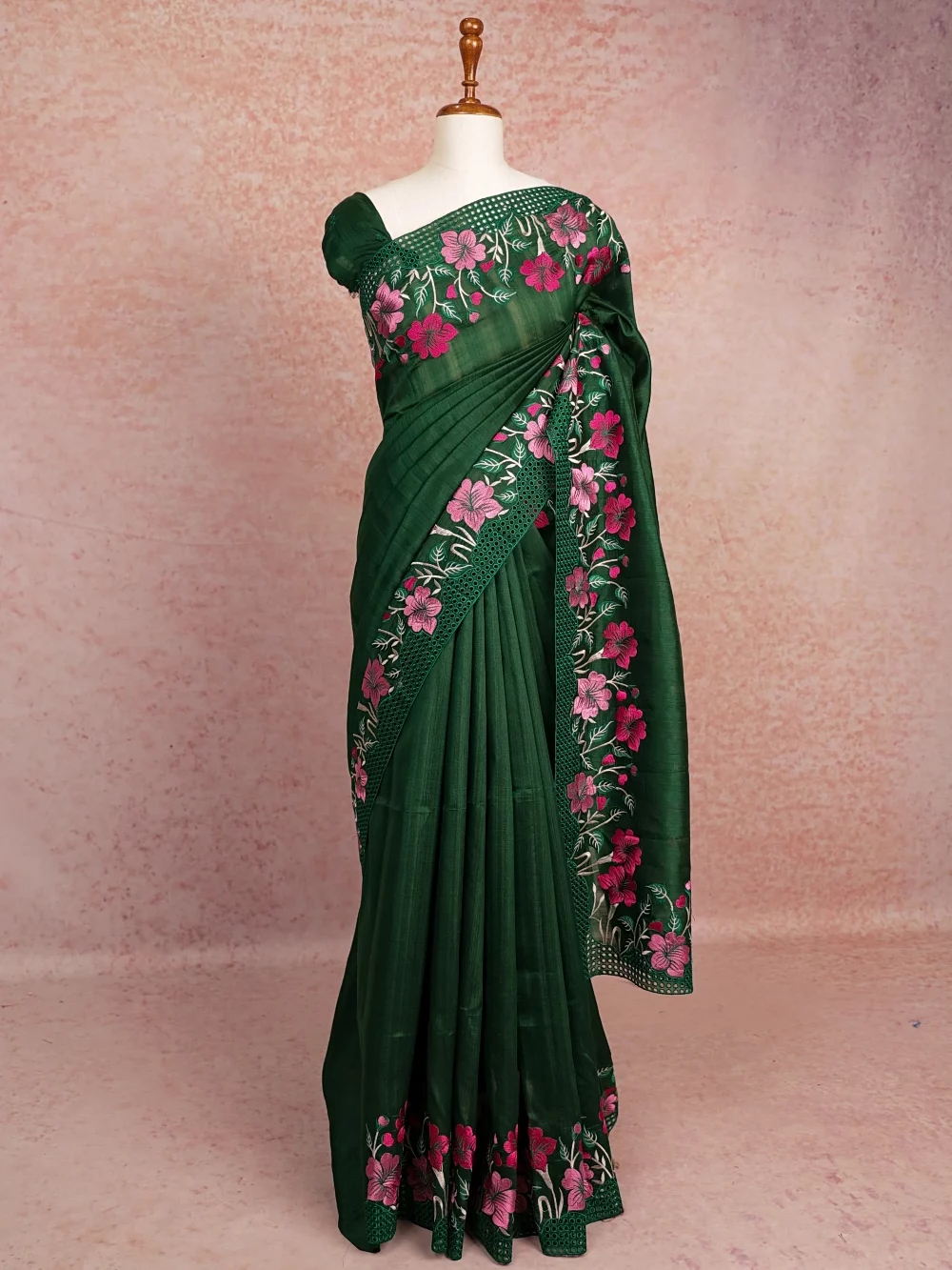 Green Semi Tussar Saree