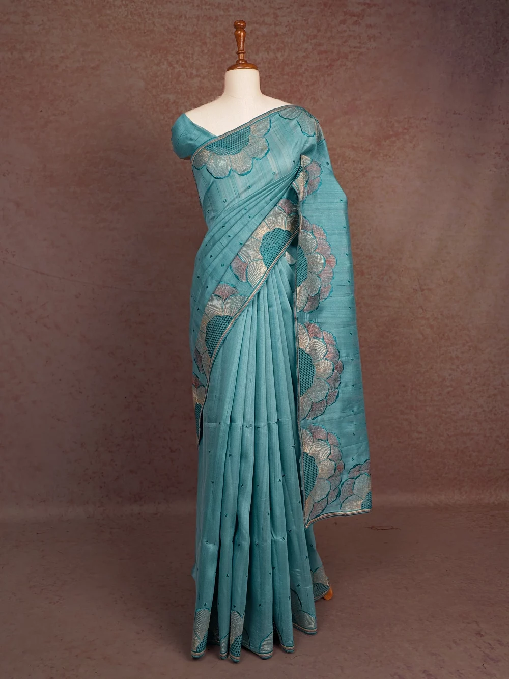 Blue Semi Tussar Saree