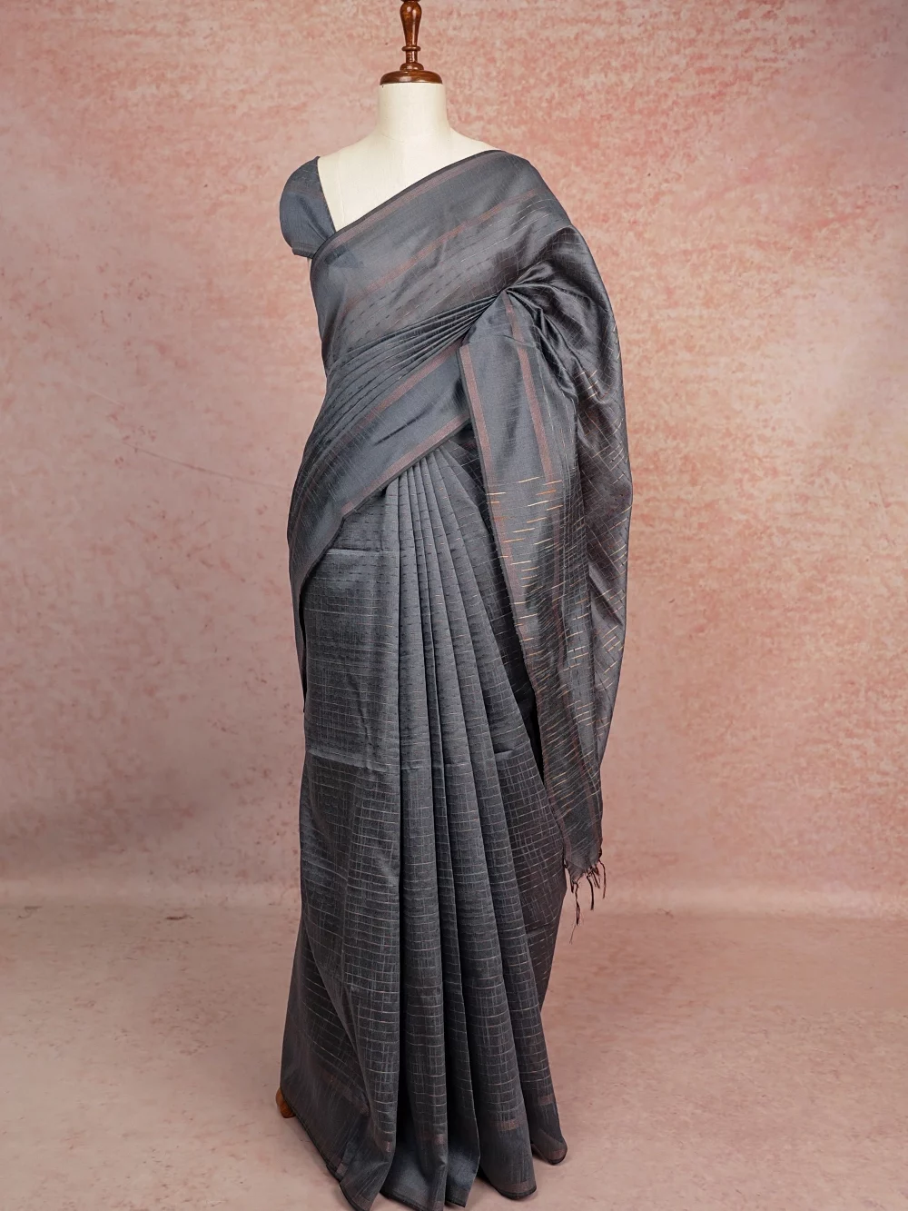 Grey Tussar Jute Saree