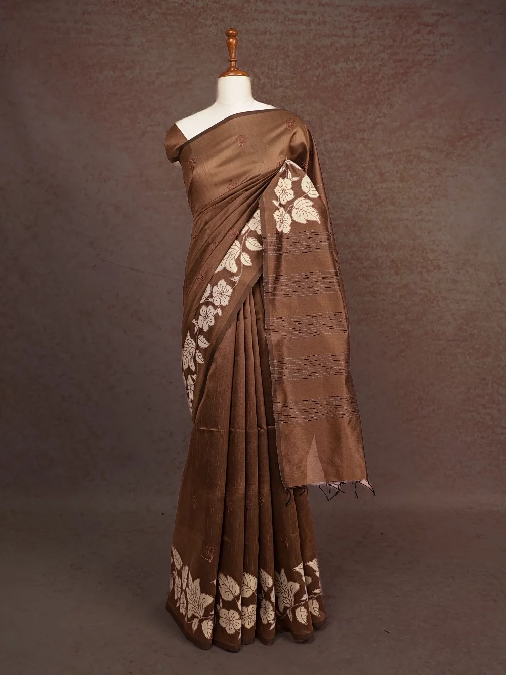 Coffee Brown Semi Jute Silk Saree