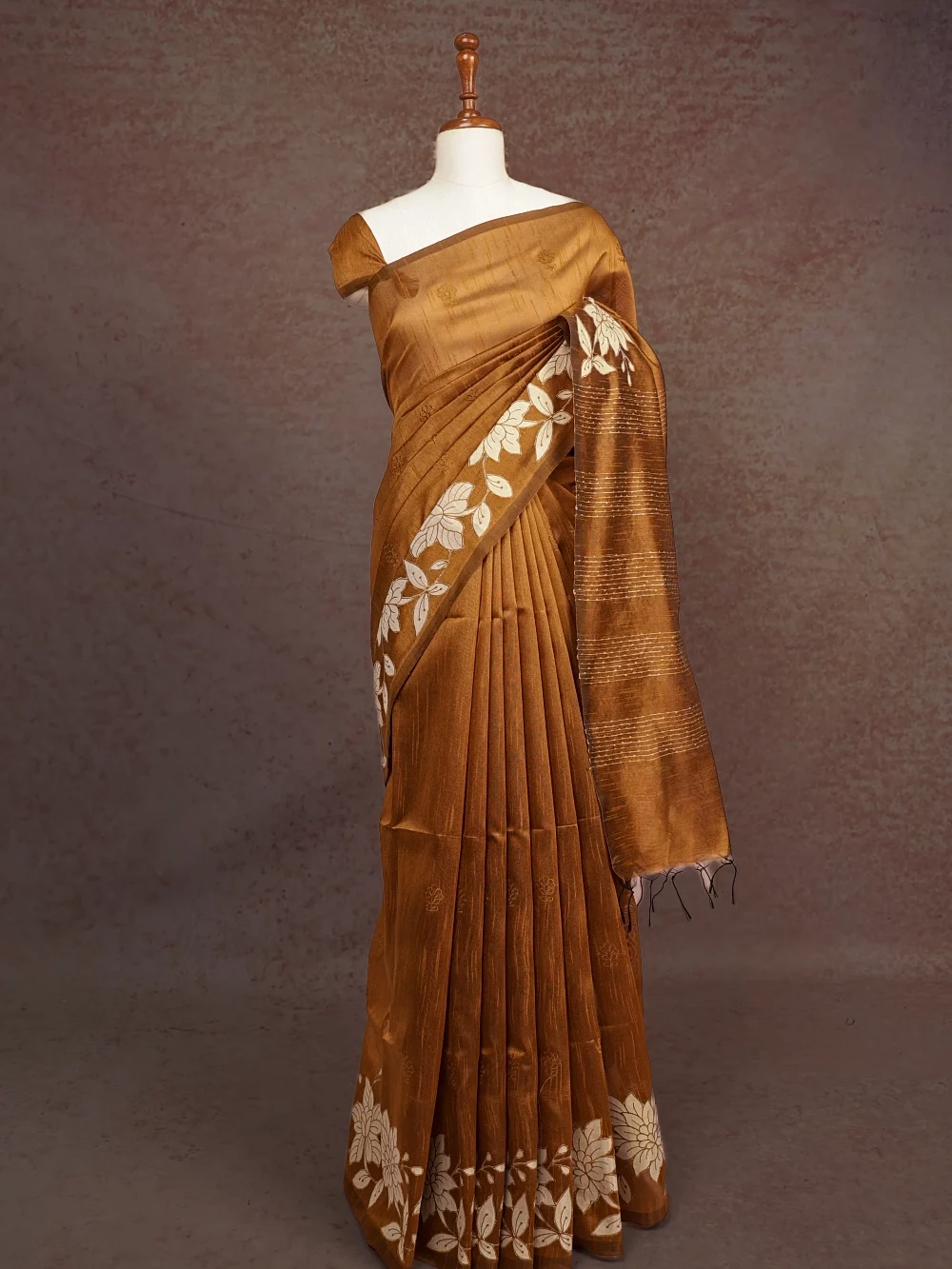 Golden Yellow Semi Jute Silk Saree