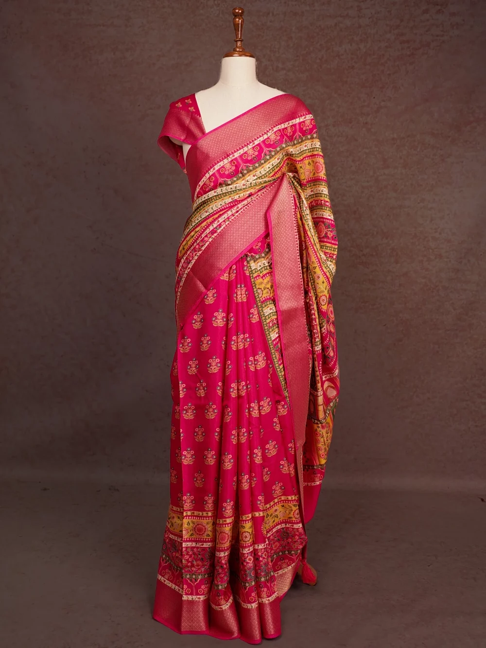 Magenta Semi Chanderi  Saree