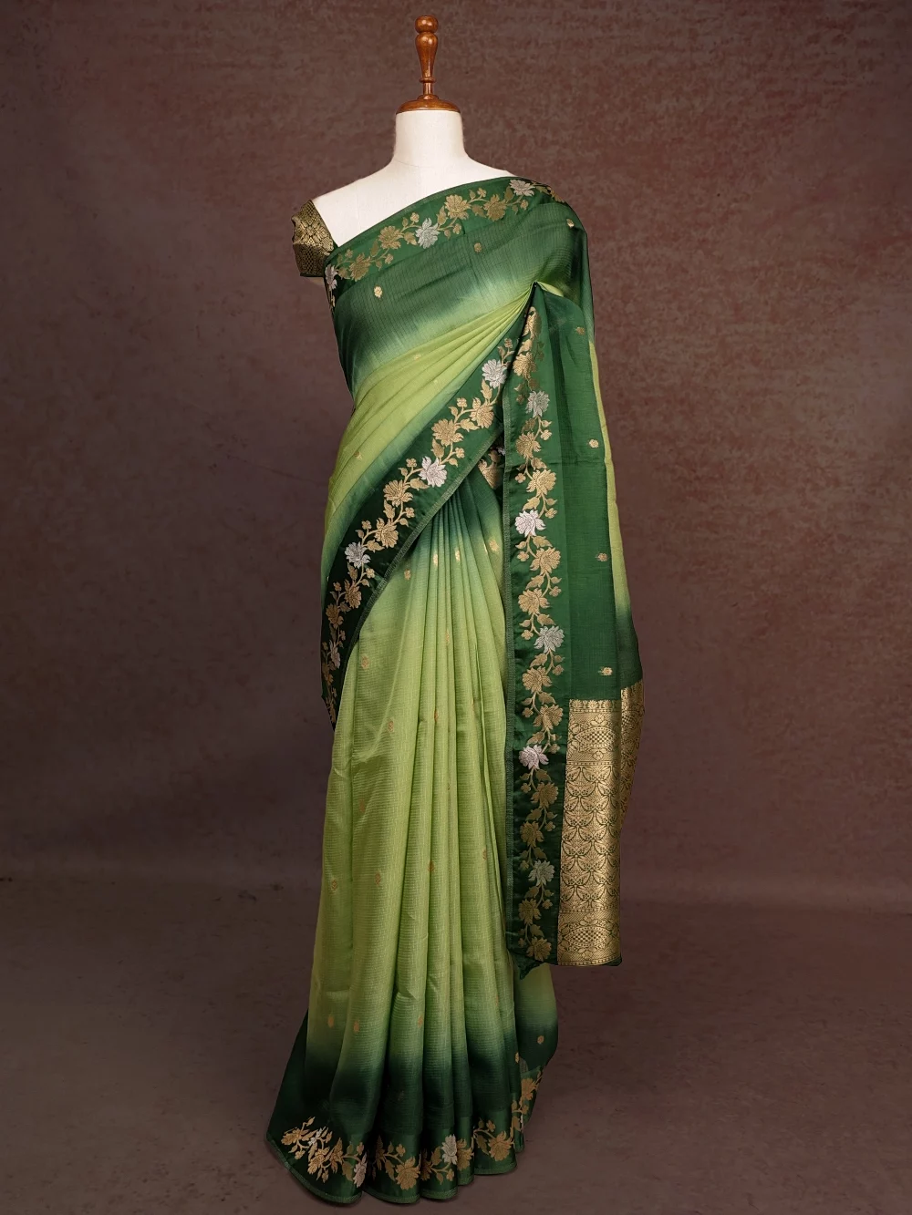 Light Green Semi Banarasi Saree
